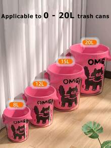 100 piezas Bolsas de basura con cordón estilo gato negro lindo de color rosa, bolsas de basura domésticas gruesas, duraderas y resistentes al desgarro de fácil extracción - A - Ver 4