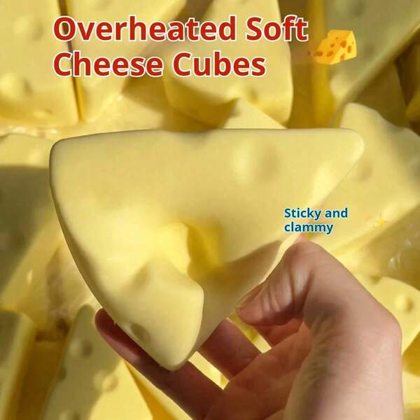 1-Pack Premium PU Foam Cheese Slow Rebound Toy Set - Adult Stress Relief Toy | Soft Squeezable Office And Home Decor