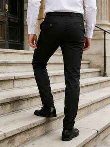 1pc Men's Luxury Business Professional Suit Pants, Fashionable Versatile Suit Trousers For Spring/Summer Office Commute - Black - View 2