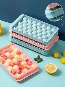 1个塑料冰淇淋模具，家用冰箱冰格带盖，冰球制作模具 - 彩色 - 查看 4