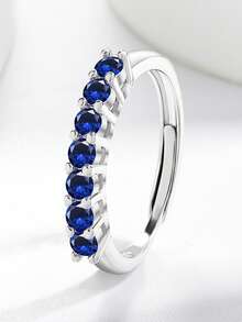 1pc Minimalist Luxury Micro-Inlaid Zirconia Open Ring, Elegant 7-Princess Colorful Adjustable Band Ring, Suitable For Daily, Party, Holiday Decoration & Wear - Ring - View 4