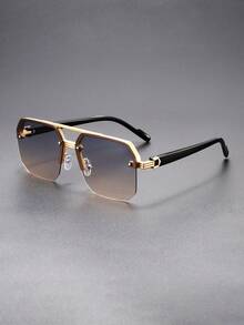 1pc New Personalized Half-Frame Men's Driving Fashion Glasses - Multicolor - View 5