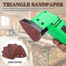 60pcs Triangle Sanding Pads, 6-Hole Sandpaper 60/80/120/180/240/320 Grit, Suitable For Triangle Sander/Multi-Function Sander - Multicolor - View 3