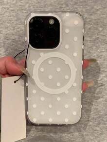 QY-Minimalist Polka Dot Soft Magnetic Wireless Charging Phone Case, Compatible With IPhone 17 Pro Max, 17 Pro, 17 Air, 17, 16, 15, 14, 13, 12, 11 Pro Max, Candy Color Jelly Protective Shock-Proof Frame -8192 - trắng - Xem 2