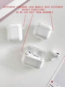 1pc Pink Transparent Cat Shaped Earphone Case, Cute & Minimalist - Pink - View 4