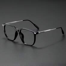 A Pair Of Stylish Glasses - Classic Square Metal Frame, Clear Lenses, Decorative Eyewear, Cyberpunk Style, Unisex - Vàng đen sáng bóng - Xem 2