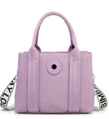 Women's Large Nylon Crossbody Bag With Many Compartments, Casual Lightweight Tote Bag With Adjustable Wide Shoulder Strap For University, School, And Shopping - 紫羅蘭色 - 查看 2