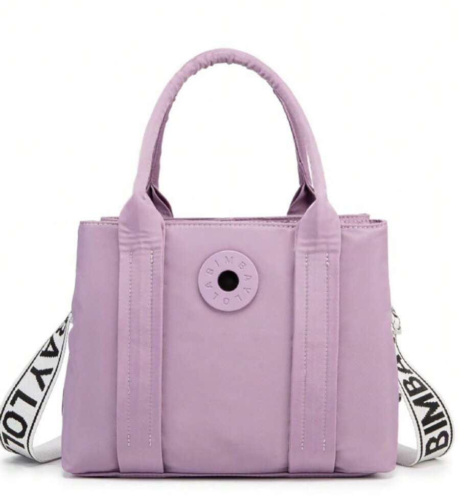Women's Large Nylon Crossbody Bag With Many Compartments, Casual Lightweight Tote Bag With Adjustable Wide Shoulder Strap For University, School, And Shopping - 紫羅蘭色 - 查看 1