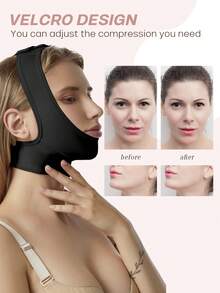 larrycard 1pc Women V-Shaped Face Lifting & Shaping Bandage - Black - View 12