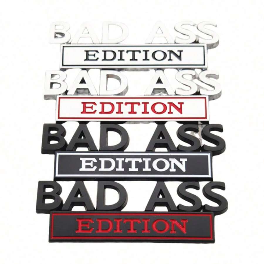 Edición Mala Emblema de coche de metal 3D, pegatina de insignia exterior de automóvil, decoración de fácil instalación para camioneta SUV en la parte trasera, el maletero y el guardabarros - Blanco y negro - Ver 1