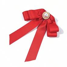 1件女士简约时尚优雅纯色双层蝴蝶结仿珍珠配饰领结，适合搭配衬衫，出席重要场合、晚宴、派对等各种场合，也是送给闺蜜、毕业典礼、迪斯科舞会的理想礼物。 - 彩色 - 查看 14