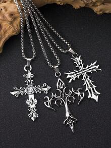 1 chiếc dây chuyền mặt thánh giá kiểu Gothic cổ điển, phù hợp cho cả nam và nữ đeo hàng ngày, phụ kiện dây dài, quà tặng cho các dịp lễ, sinh nhật, lễ Phục sinh, tốt nghiệp, Ngày của Cha, dây chuyền nam, trang sức nam, dây chuyền. - Nhiều màu - Xem 5