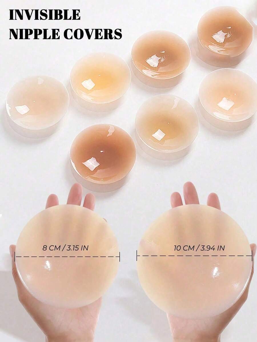 2片装可重复使用硅胶乳贴,尺寸8-10厘米 - 隐形自粘式乳贴,可水洗,适用于连衣裙、泳装、派对等场合 - 彩色 - 查看 1
