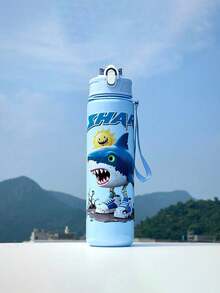 1個卡通動物設計兒童水壺，800ml 防漏防濺便攜運動水壺，附掛繩，開學季適用 - 彩色 - 查看 16