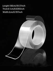 1 paquet de ruban adhésif double face Nanofilm - Adhésif gel lavable, transparent et réutilisable, adhésif amovible, convient pour la cuisine, le bureau, la maison et les installations automobiles , Ruban adhésif double face , Super adhésif - Ruban adhésif double face transparent et résistant - Voir 9