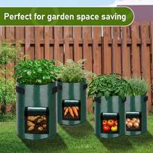 UV-Resistant Countryside Style Potato Planting Bag | Garden Vegetable Planting Bag With Handles And Flip-Top, For Growing Potatoes, Carrots, Onions, Radishes, Peanuts, Indoor And Outdoor Use - Green - View 2