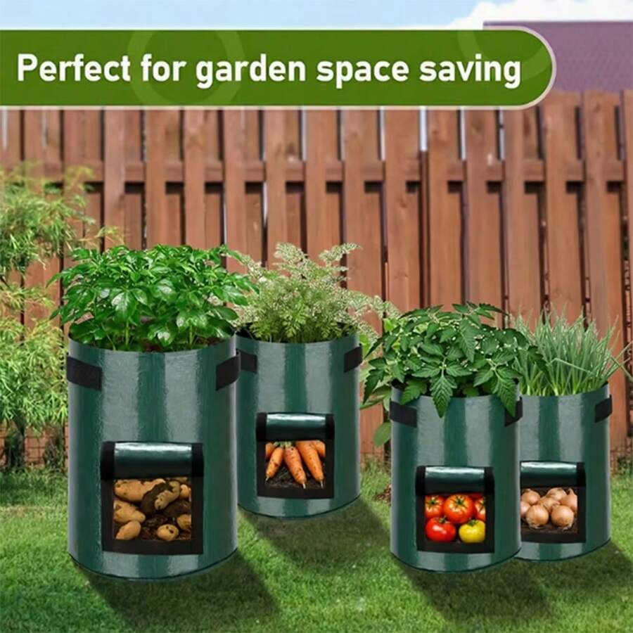 UV-Resistant Countryside Style Potato Planting Bag | Garden Vegetable Planting Bag With Handles And Flip-Top, For Growing Potatoes, Carrots, Onions, Radishes, Peanuts, Indoor And Outdoor Use