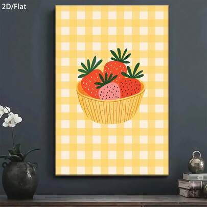 1pc Farmhouse Style Strawberry Art Canvas Print Posters, Modern Wall Arts Decoration Paintings, Suitable For Living Room, Dining Room, Kitchen, Bathroom, Office, Bedroom Decoration, Wall Decoration, Home Decoration, Room Decoration, Perfect Gift For Friends