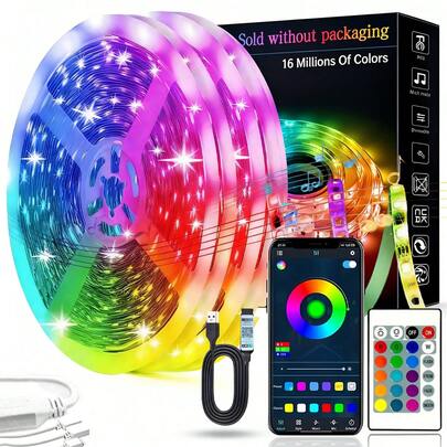 1 قطعة شريط إضاءة LED، يعمل بالطاقة عبر USB، يأتي مع وحدة تحكم عن بعد 24 مفتاح، أوضاع ألوان متعددة، طول قابل للتعديل، شريط لاصق مضمن، مناسب لتلفزيون، شاشة الكمبيوتر، ديكور المنزل وعيد الميلاد