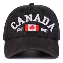 1pc Men's CANADA Letter Embroidered Washed Baseball Cap, Fashionable Adjustable Sun Protection Casual Hat Suitable For Spring, Autumn Outings, Travel, Beach, Party - Multicolor - View 7
