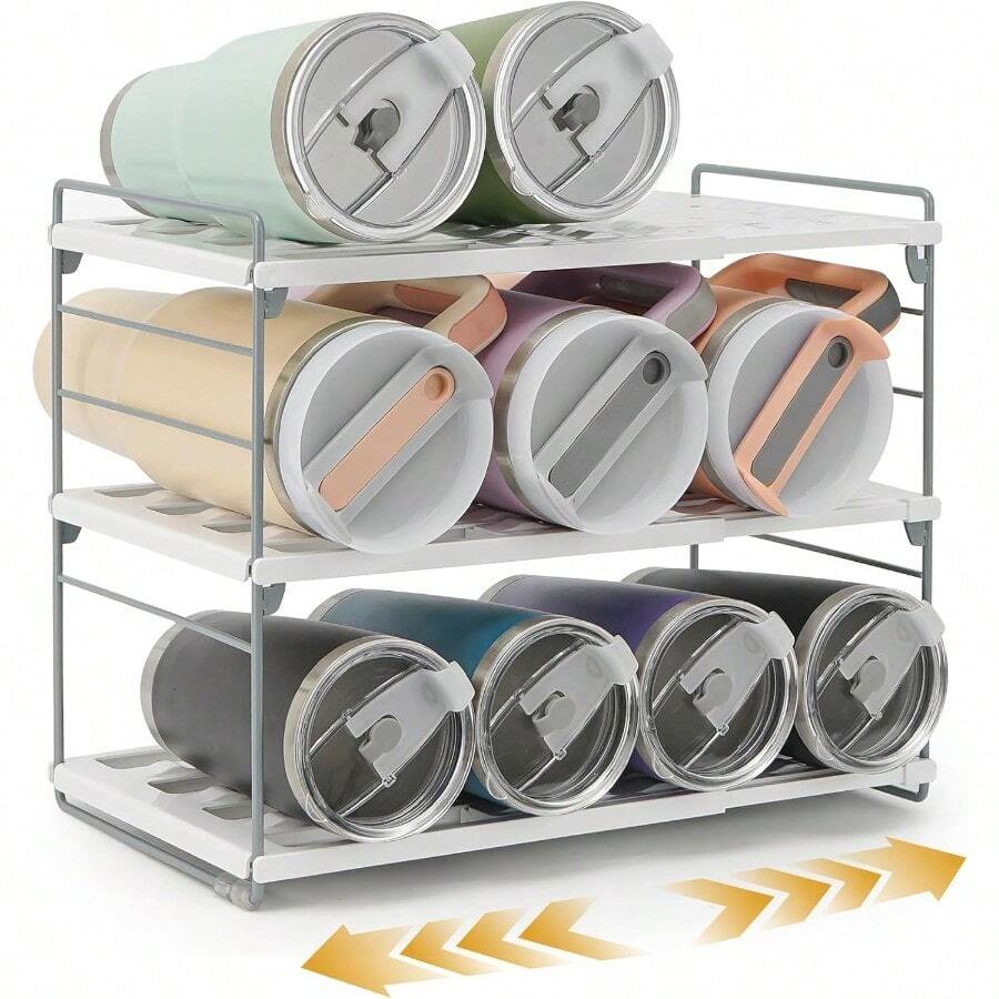 Water Bottle Storage Rack, Beverage Container Organiser - White - View 1