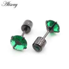 2 Pieces Surgical Stainless Steel 4 Prong Double Zirconia CZ Women Girl Ear Stud Cartilage Screw Earrings Piercing Jewelry - Stud Earring - View 29