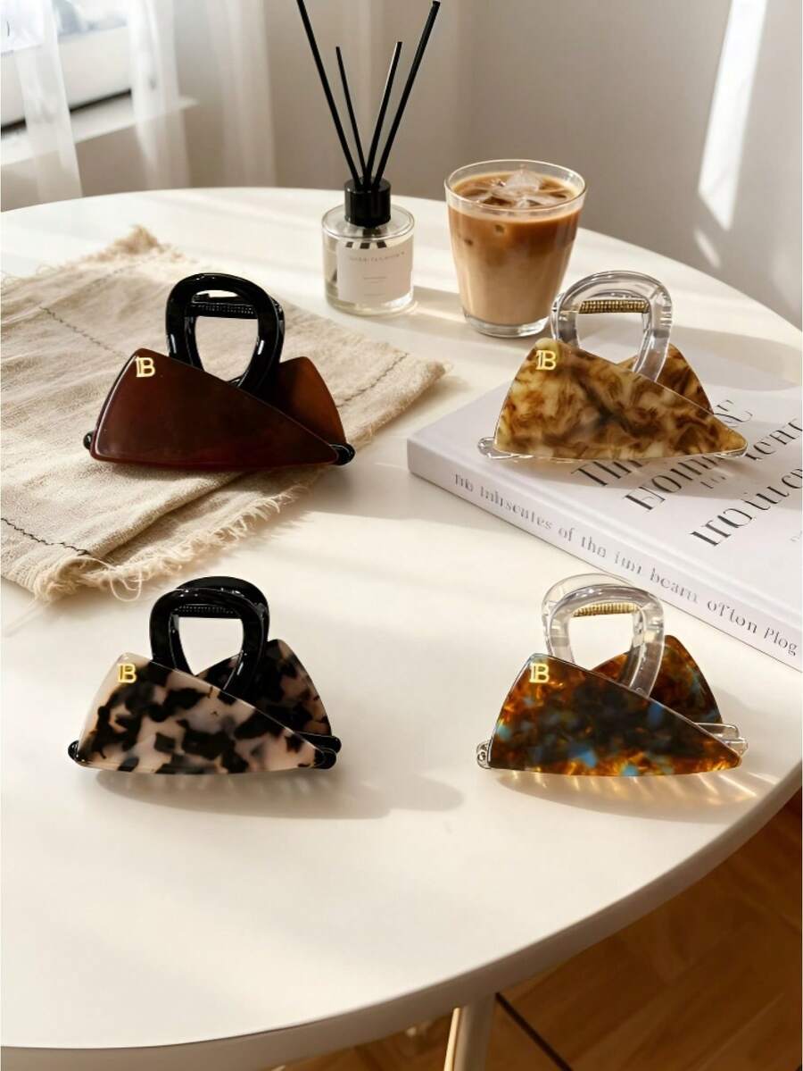 Retro Tie Dye Heart-Shaped Medium Hair Claw Clip, Versatile Hair Claw For Ponytail, Adds Volume - Multicolor - View 1