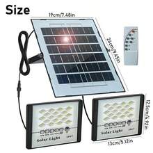 300W LED Solar Flood Lights, 144 LED Solar Outdoor Light, IP67 Waterproof Wide Angle Flood Wall Light, 3 Modes (Light Sensor+Remote+Timer), 8-12H Working Time, ABS+Tempered Glass With Remote Control For Wall Porch, Patio, Backyard, Garden, Barn​, Shed - Star - View 3