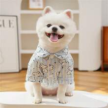 1pc Cartoon Puppy Shirt, Lightweight Pet Clothing For Indoor & Outdoor Wear, Suitable For Small/Medium Dogs, Spring/Autumn - Baby Blue - View 2