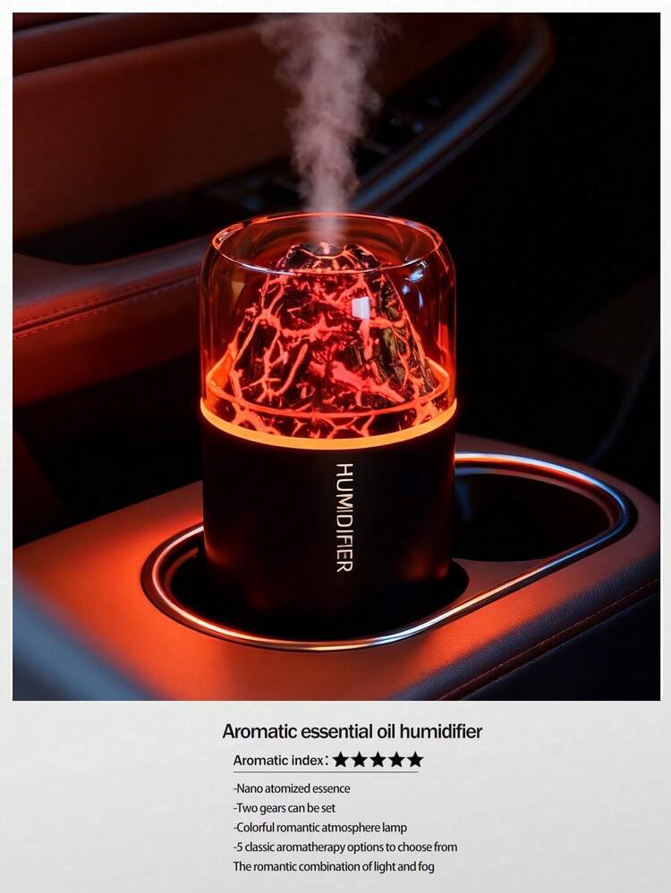 1 Pc Volcano Shaped Ultrasonic Cool Mist Humidifier With Night Light - USB Desktop Aroma Diffuser, Portable - Electric Air Purifier, Multiple Fragrance Options, 5 Aroma Modes, Hotel Fragrance Machine, With Mood Light, Suitable For Bedroom/Car/Bathroom/Office/Room Decor, Aroma Diffuser/Air Purifier/Deodorizer/Humidifier/Essential Oil Diffuser (Recommended As A Valentine's Day Or Other Holiday Gift) - Multicolor - View 19