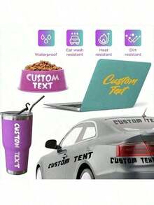 Produs cu design personalizat, 1 bucată: Nume personalizat - Etichetă de identificare pentru carcase de telefon, diverse articole din viață ~ Autocolante din vinil pentru geamuri auto, bărci - Grafică pentru parbriz în stil sport auto - Banner cu literă de nume pentru ușă auto - Autocolant personalizat din vinil - Multicolor - Vizualizare 10
