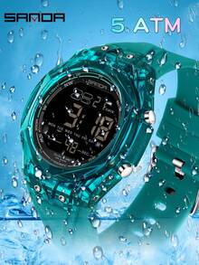 SANDA 6289 Men's Electronic Waterproof Watches Multi FunctionalSports LED Luminous Alarm Clock Men Timer DigitalWrist Watch - Blue - View 2