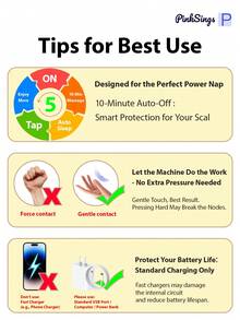 PinkSings 电动头皮按摩器，Brenth头部按摩器，配有4个按摩头和84个按摩节点，防水可充电手持式头皮按摩器，男女皆宜的礼物 - 白色 - 查看 3