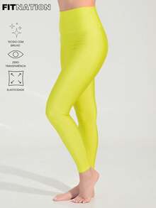 Women Sports Leggings - Lime Green - View 2