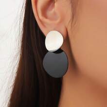 Women's Geometric Minimalist Metal Disc Dangle Earrings, Versatile Gift - Large and Small Round Stud Earrings - View 11