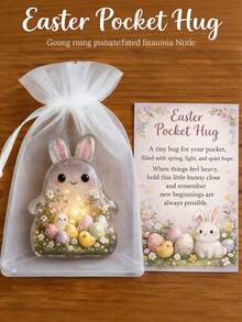 2D Flat Easter Pocket Hug Cute Mini Acrylic Bunny With Inspiring Message, Perfect As An Easter Gift For Anyone - Rabbit Figurine - View 10