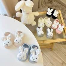1 Paar süße Kaninchen-Themen Baby Socken, rutschfeste Bootsocken, weich, bequem, atmungsaktiv mit langem Ohr Design in verschiedenen Farben, geeignet für alle Jahreszeiten - Verschiedenfarbig - Übersicht 2