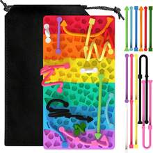 Tableau d'activités sensorielles, jouet anti-stress silencieux en silicone, jouet sensoriel à triturage pour soulager le TDAH, l'autisme et l'anxiété, convient aux enfants autistes et TDAH, tableau anti-stress silencieux avec sac de rangement, convient aux enfants de 3+ ans et aux adultes - Multicolore - Voir 5