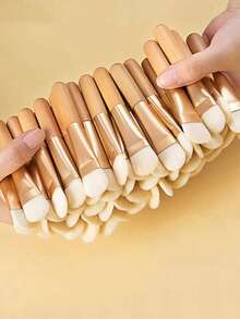 1 cọ trang điểm mặt phẳng, cọ đắp mặt nạ, cọ làm sạch da, cọ đánh kem nền, cọ che khuyết điểm, dụng cụ trang điểm làm đẹp - Màu be - Xem 2