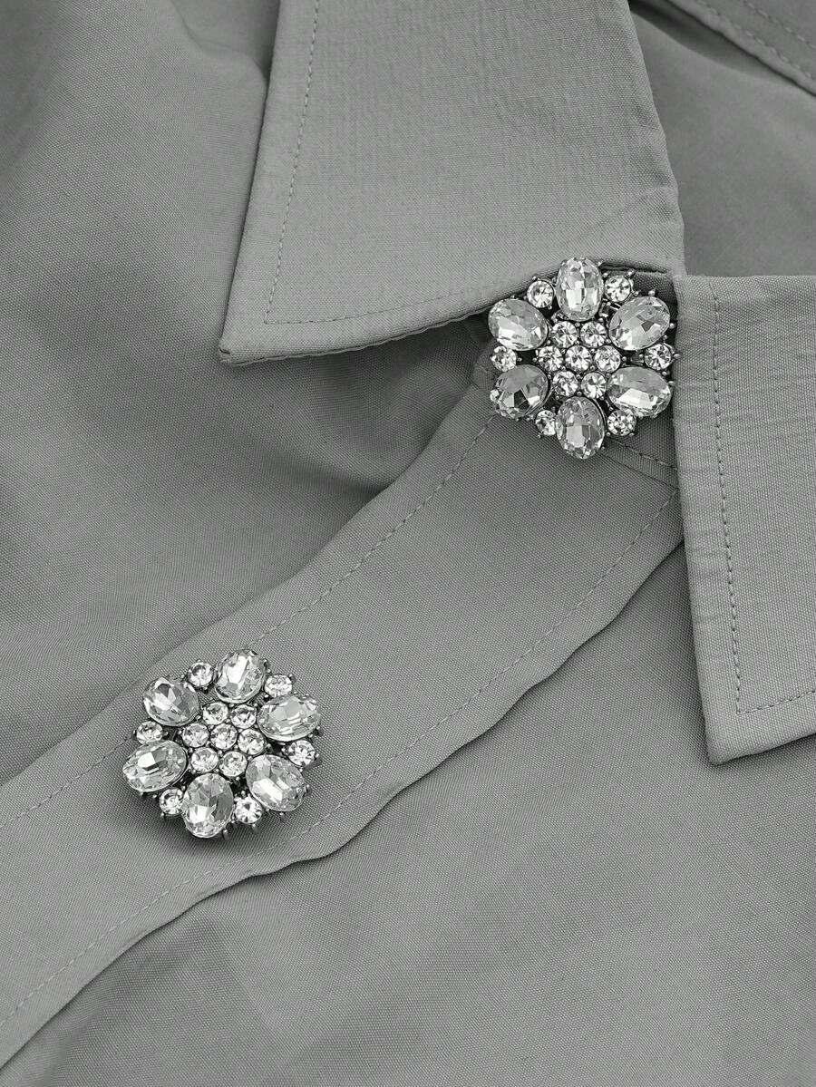 1/2/4pcs 19/25mm Rhinestone Button Covers For Women, Crystal Button Covers, Detachable Clip On Button Covers, Crystal Fancy Buttons For Clothing, Button Snaps With Pliers Press For Dress Suit Tux Shirt Accessories, Lead Color