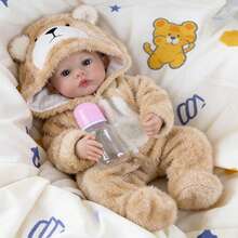 逼真重生娃娃，柔软布身，46厘米，逼真手绘仿真头发，可爱陪伴玩具，圣诞礼物 - Cloth Body Doll - 查看 3