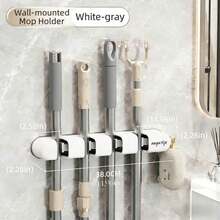 Wall Mounted Mop Holder Clip, No Drilling Bathroom Broom Mop Hanger Adhesive Hook Rack - View 7