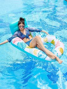 1个加厚成人充气枫叶漂浮床，多功能网状躺椅，带杯架的水上漂浮床，泳池派对，沙滩娱乐 - A - 查看 2