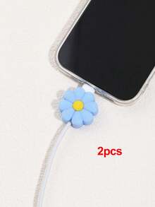 适用于苹果和安卓数据线的保护套，可爱花朵造型充电线保护套，防尘防断卡通数据线充电线保护套 - 彩色 - 查看 11