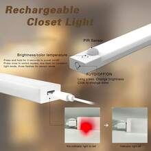 HBOWMDJIA 6pcs Motion Sensor Cabinet Lights, 3 Color Temperatures, Undercounter Closet Lighting, Dimmable Wireless Magnetic USB Rechargeable Kitchen Night Lights, Battery Powered Lights For Wardrobes, Cabinets, Stairs, Hallway, Shelves, Foyer, Kitchen, Dresser - Đèn tủ - Xem 3