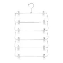 Layer Multi-Functional Metal Hanger Storage Skirt Clips Pants Clips White Clips - Silver - View 7