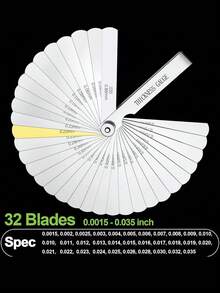 1套不锈钢32件套塞尺，精密仪器间隙校准尺，汽车气门嘴规套件，适用于专业仪器测量 - 銀色32片 - 查看 6