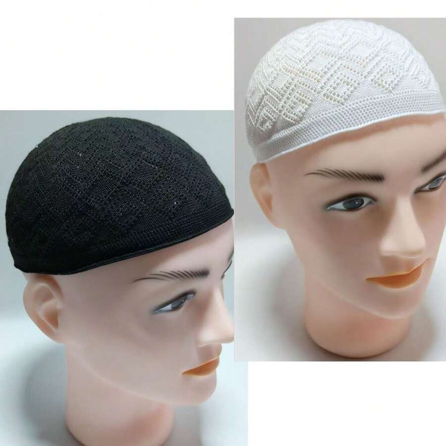 1顶纯色休闲尼龙印花针织帽，透气户外运动阿拉伯瓜皮帽，适合秋冬季佩戴 - syna - 查看 1