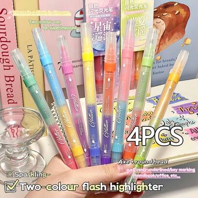 Double-Headed Dual-Color Highlighters, 6/8 Colors, Markers For Highlighting Key Points, Student Journal Pens, Stackable Color Highlighters, Ideal For Back-To-School Season, Birthday Gifts & Holiday Gifts