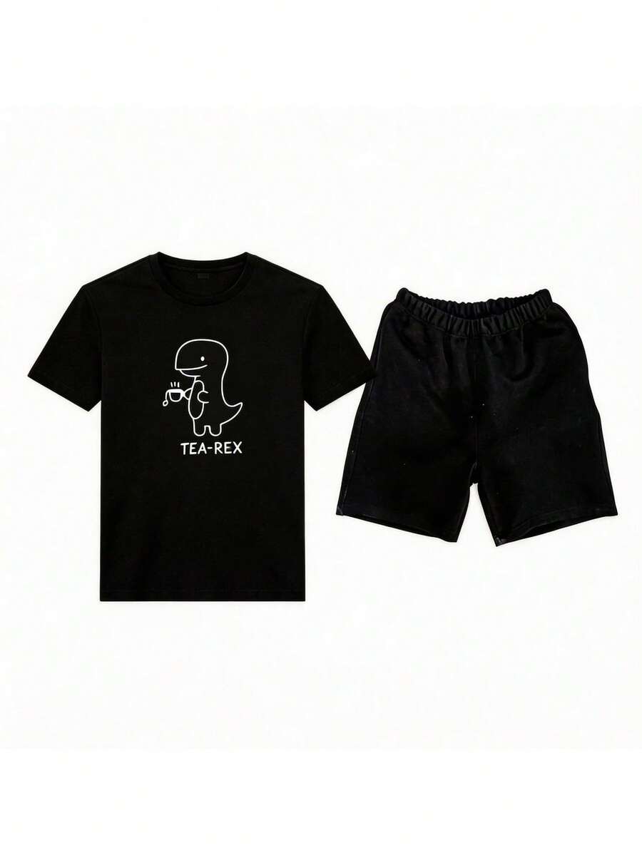 Men T-Shirt Co-Ords - Black 2 - View 1